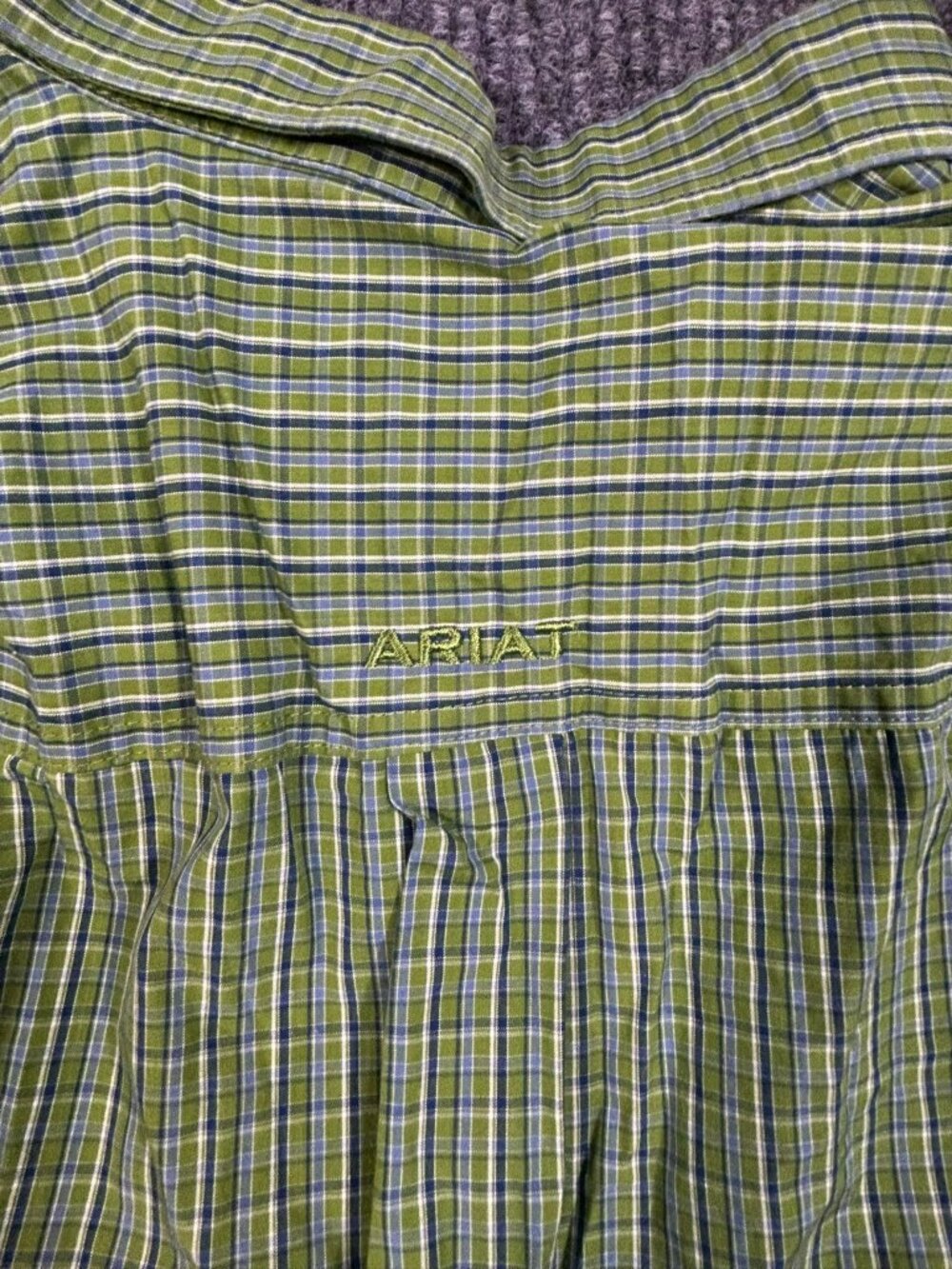 Ariat Pro Series Green Plaid Long Sleeve Button-Down Shirt L/G Mesh Lining Weste - Picture 6 of 9